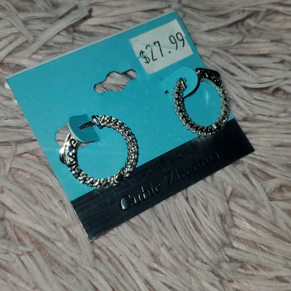 Small sterling silver cubic zirconia hoops